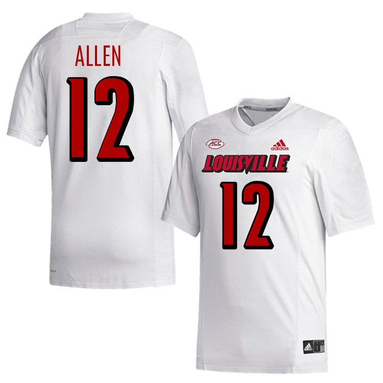 Men #12 Brady Allen Louisville Cardinals College Football Jerseys Stitched-White